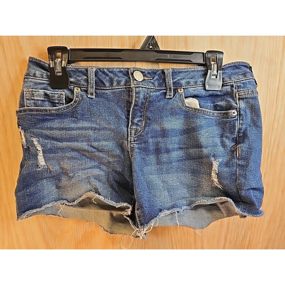 Aéropostale Women's Blue Distressed Denim Cut Off Shorts Size 8 Pockets
